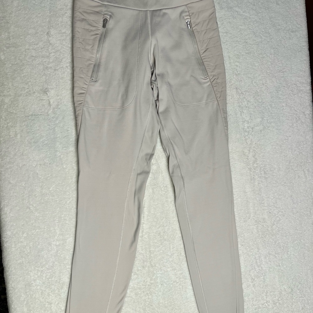 Athleta Peak Hybrid Fleece Tights Women’s XXS Gray Zipper Pockets Quilted